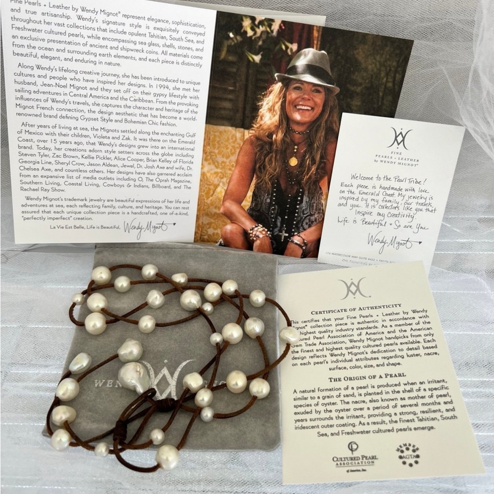 Wendy Mignot Music Two Strand Freshwater Pearl And Leather Necklace